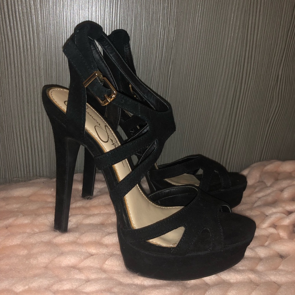 Jessica Simpson strappy platform heels